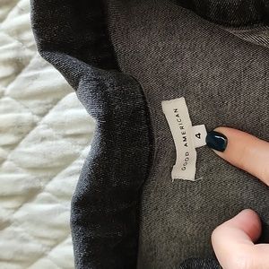 Good American Jumpsuit size 4 XLrg Black like new needs hemmed or rolled.